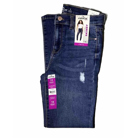 Lot Of 4 JORDACHE GIRLS JEANS Sz 12 SKINNY & Bootcut BLUE Button Zipper Snap - Picture 14 of 16